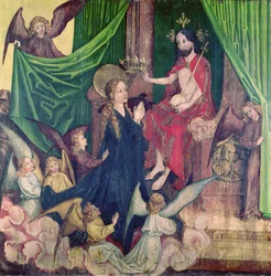 A Szűz megkoronázása, a domonkosok oltárképéről, 1470-80 körül